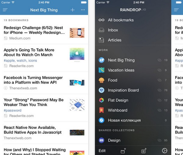 Raindrop.io app