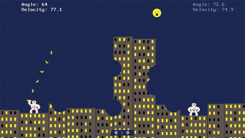 复古大猩猩火炮游戏(retro gorilla artillery game)