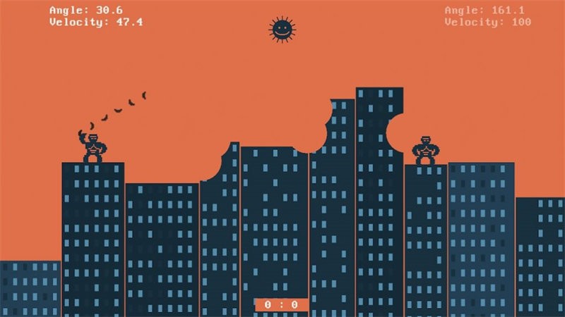 复古大猩猩火炮游戏(retro gorilla artillery game)